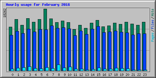 Hourly usage for February 2016